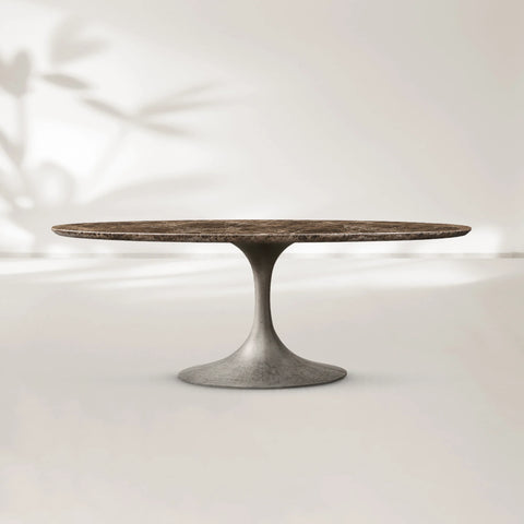Aero Oval Stone Dining Table with Oval Base