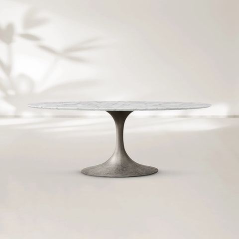AVRA Oval Stone Dining Table with Oval Base
