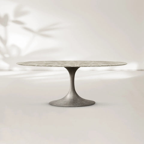 AVRA Oval Stone Dining Table with Oval Base