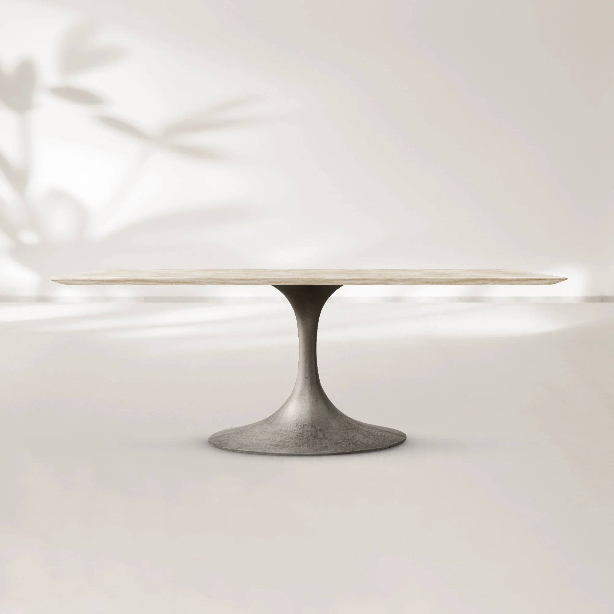 AVRA Rectangular Stone Dining Table with Oval Base