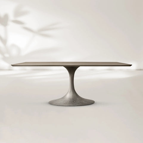 AVRA Rectangular Wood Dining Table with Oval Base