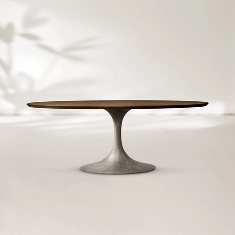 AVRA Oval Wood Dining Table with Oval Base