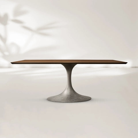 AVRA Rectangular Wood Dining Table with Oval Base