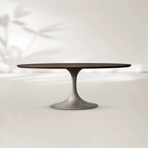 AVRA Oval Wood Dining Table with Oval Base