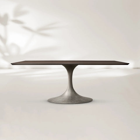 AVRA Rectangular Wood Dining Table with Oval Base
