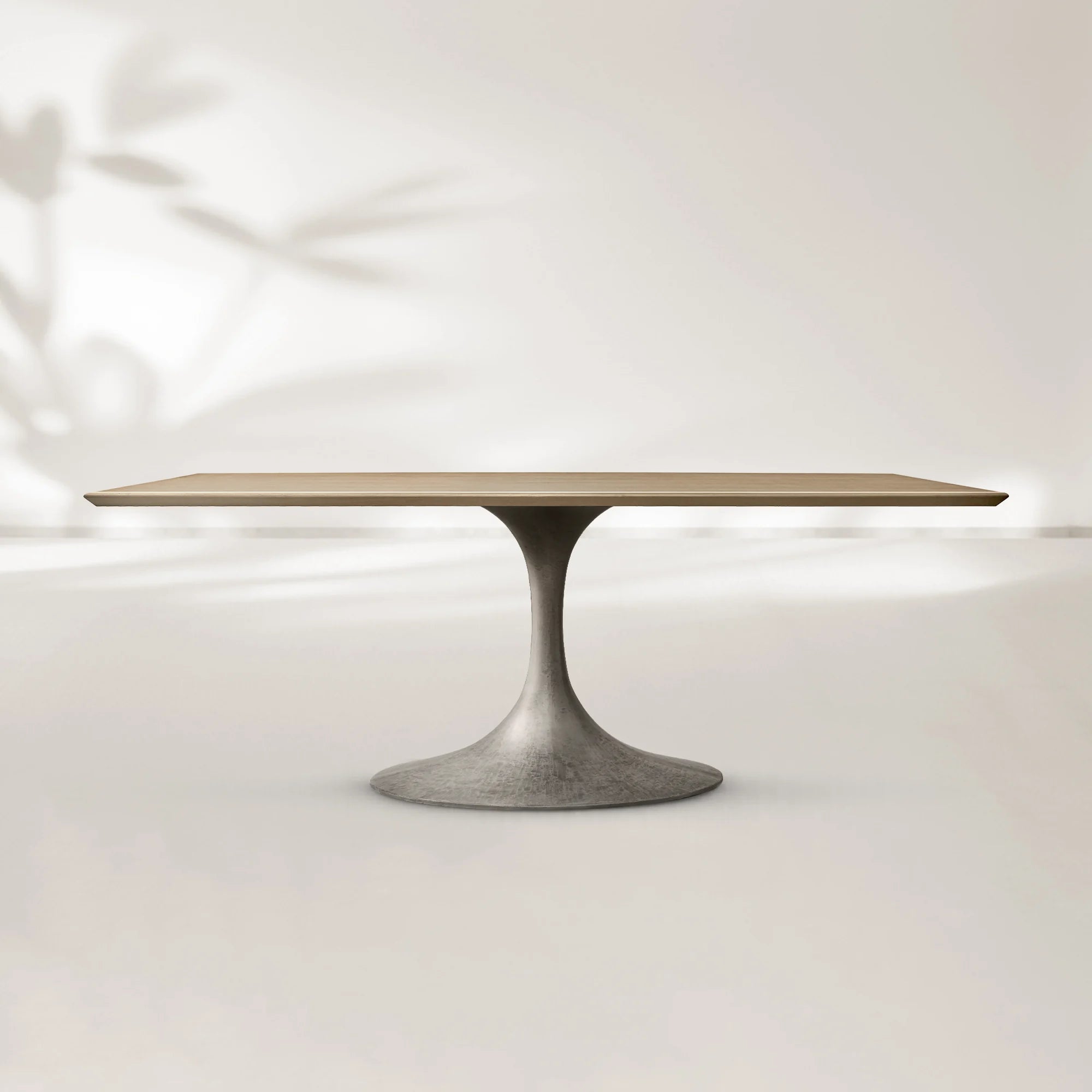 AVRA Rectangular Wood Dining Table with Oval Base