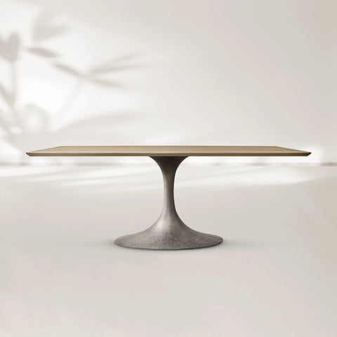 AVRA Rectangular Wood Dining Table with Oval Base