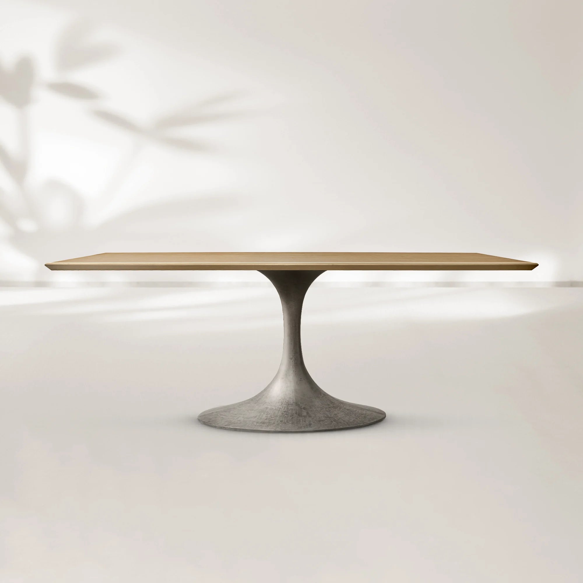 AVRA Rectangular Wood Dining Table with Oval Base