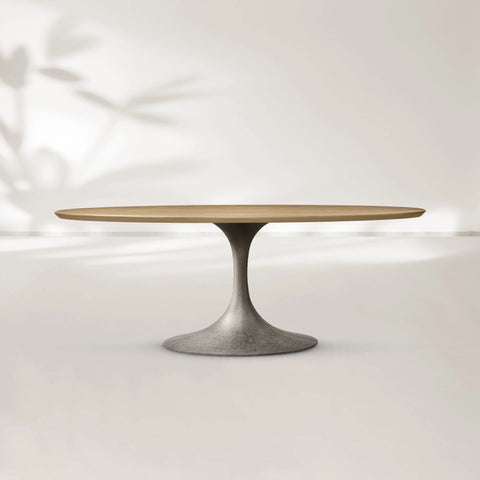 AVRA Oval Wood Dining Table with Oval Base