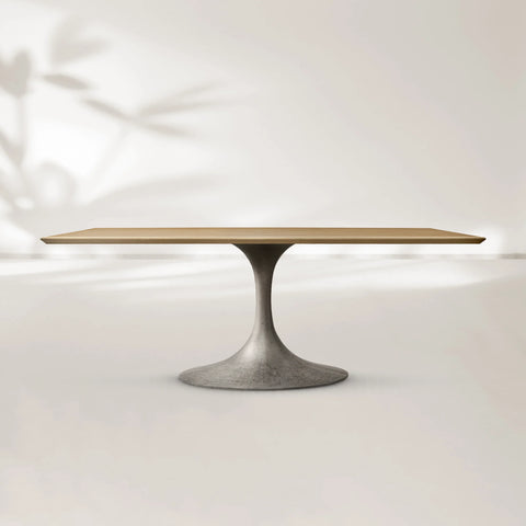 AVRA Rectangular Wood Dining Table with Oval Base