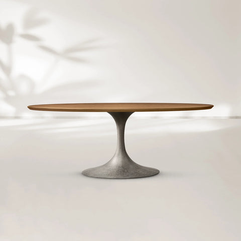 AVRA Oval Wood Dining Table with Oval Base