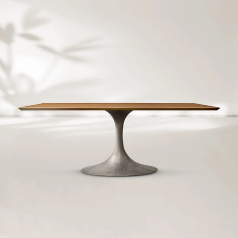 AVRA Rectangular Wood Dining Table with Oval Base