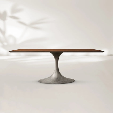 AVRA Rectangular Wood Dining Table with Oval Base