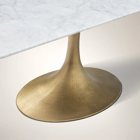 Aero Rectangular Stone Dining Table with Oval Base