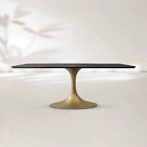Aero Rectangular Wood Dining Table with Oval Base