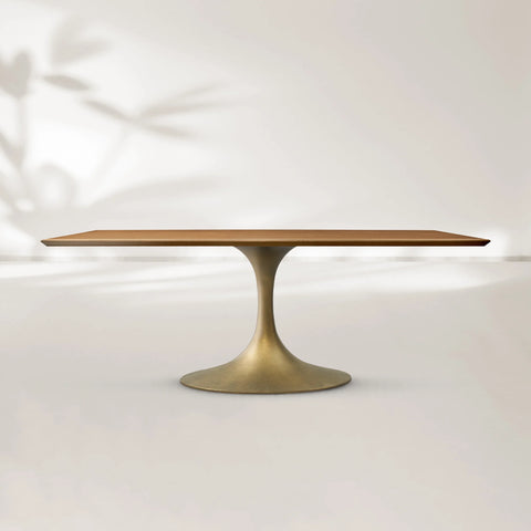 Aero Rectangular Wood Dining Table with Oval Base
