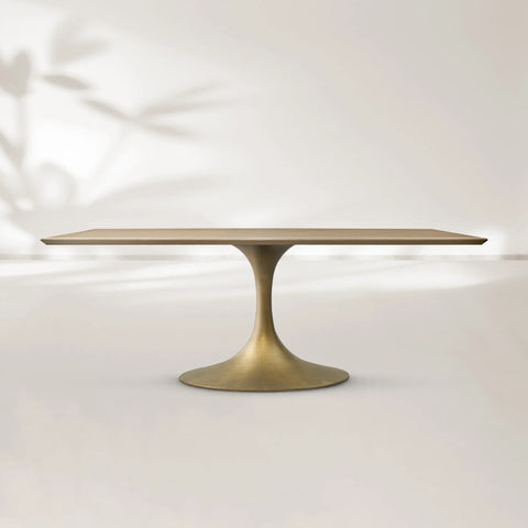 Aero Rectangular Wood Dining Table with Oval Base
