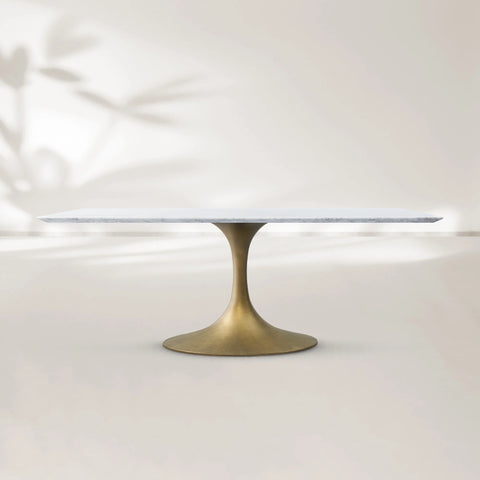 Aero Rectangular Stone Dining Table with Oval Base