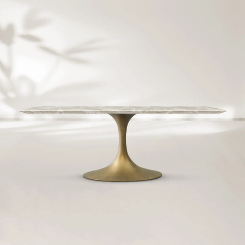 Aero Rectangular Stone Dining Table with Oval Base