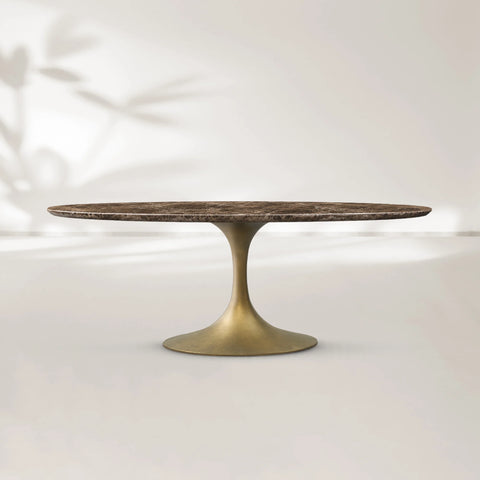 Aero Oval Stone Dining Table with Oval Base