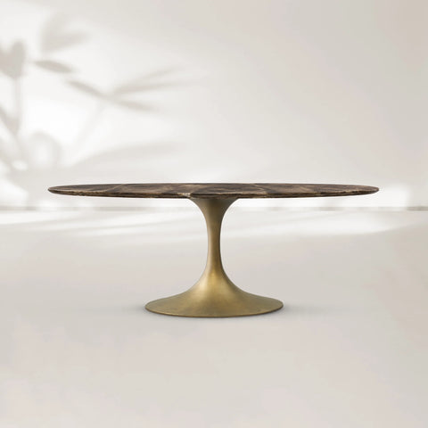 Aero Oval Stone Dining Table with Oval Base