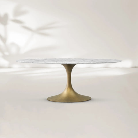 Aero Oval Stone Dining Table with Oval Base