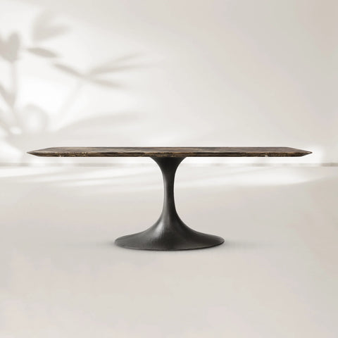 AVRA Rectangular Stone Dining Table with Oval Base