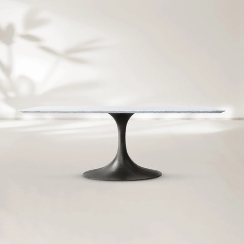 AVRA Rectangular Stone Dining Table with Oval Base