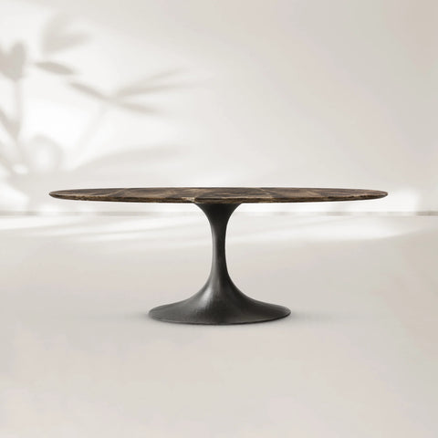 AVRA Oval Stone Dining Table with Oval Base