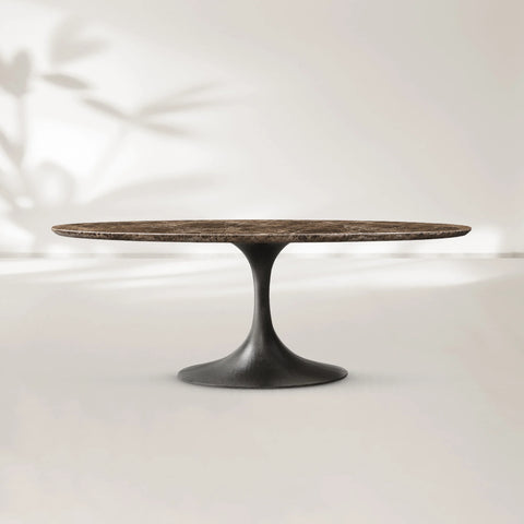 Aero Oval Stone Dining Table with Oval Base