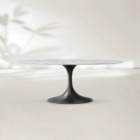 AVRA Oval Stone Dining Table with Oval Base