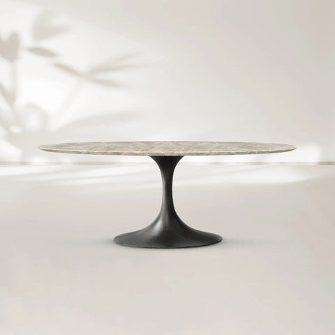 AVRA Oval Stone Dining Table with Oval Base