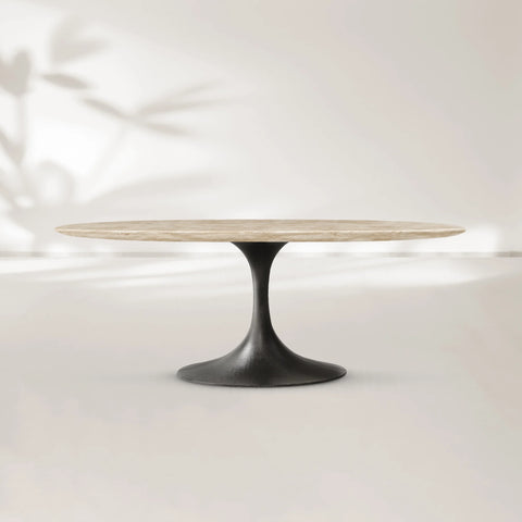 AVRA Oval Stone Dining Table with Oval Base