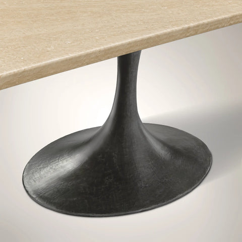 AVRA Rectangular Stone Dining Table with Oval Base