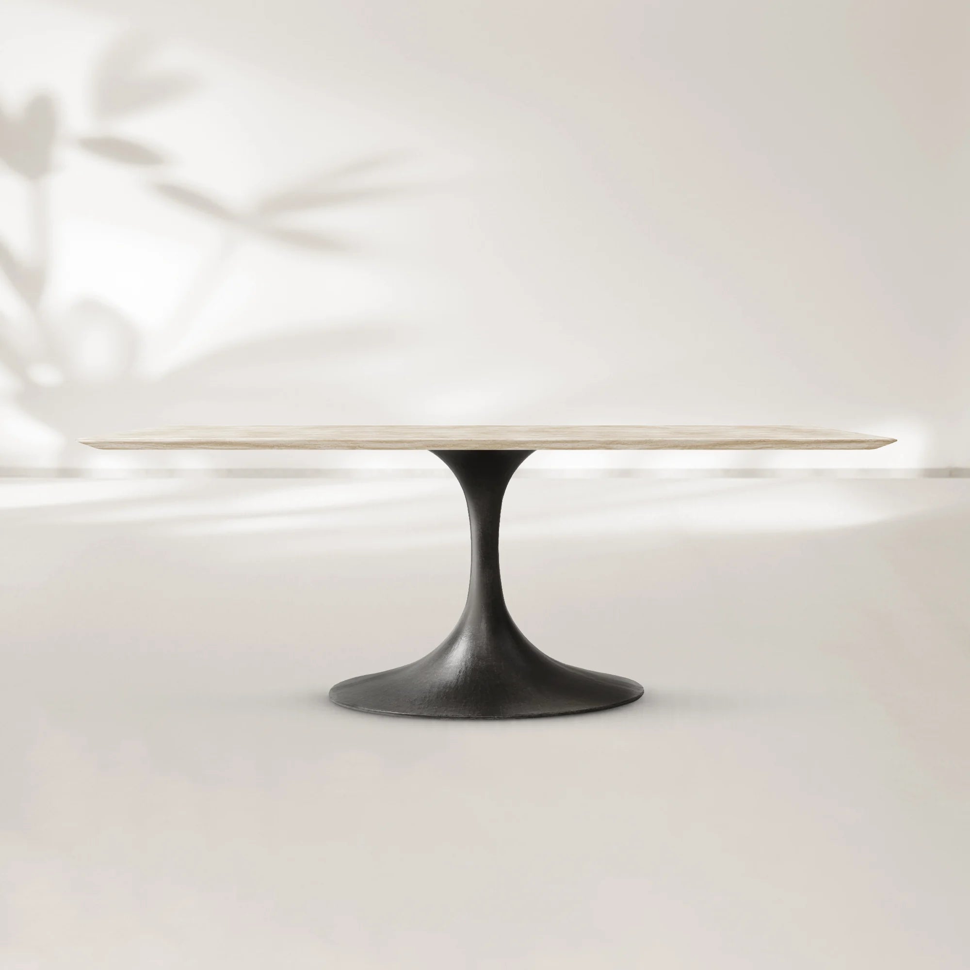 AVRA Rectangular Stone Dining Table with Oval Base