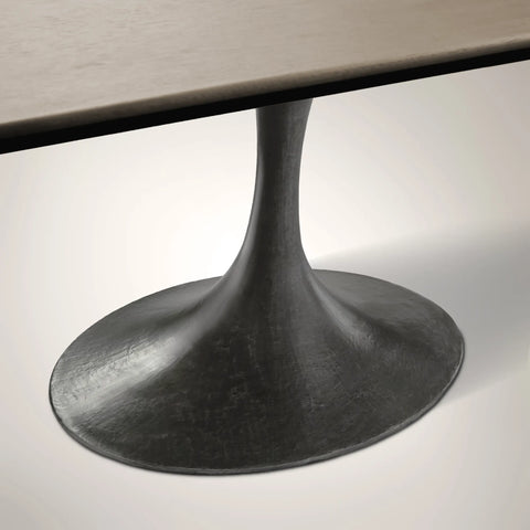 AVRA Rectangular Wood Dining Table with Oval Base