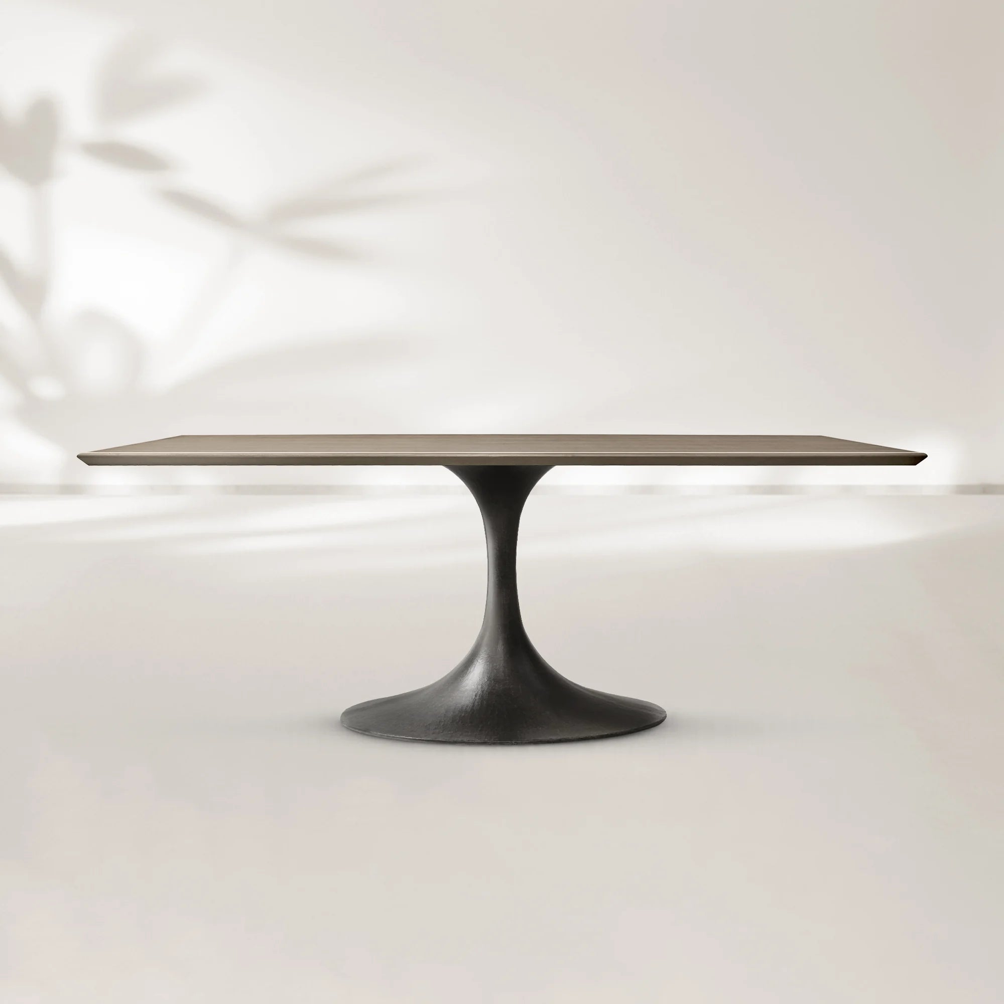 AVRA Rectangular Wood Dining Table with Oval Base