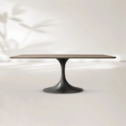 AVRA Rectangular Wood Dining Table with Oval Base