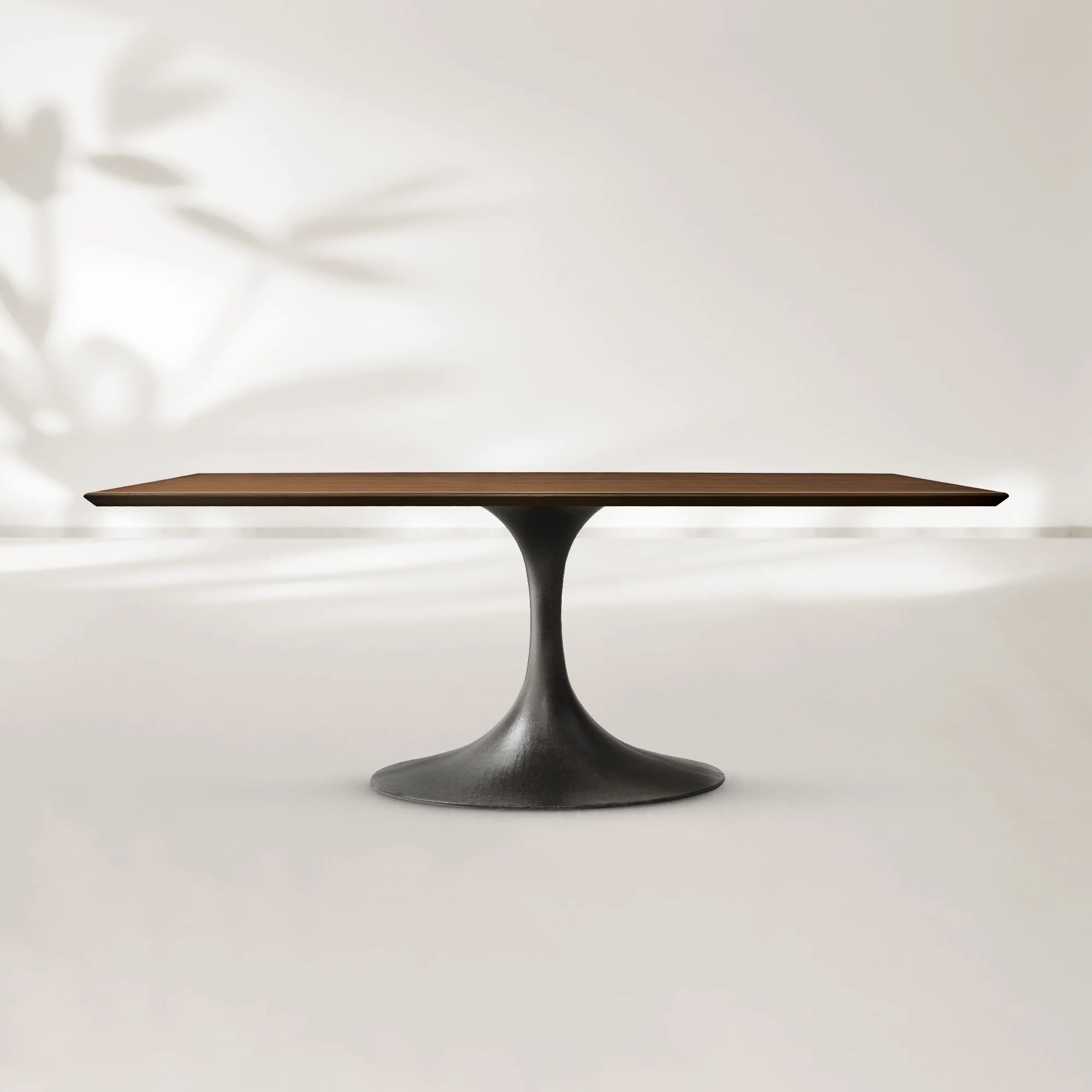 AVRA Rectangular Wood Dining Table with Oval Base