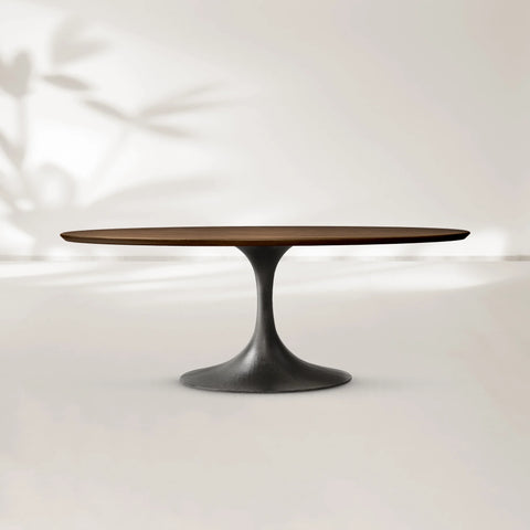 AVRA Oval Wood Dining Table with Oval Base