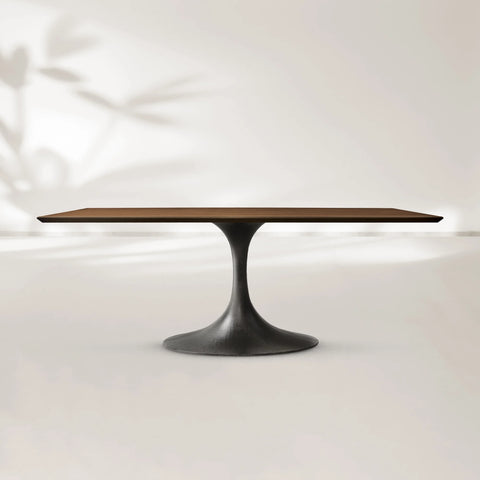 AVRA Rectangular Wood Dining Table with Oval Base