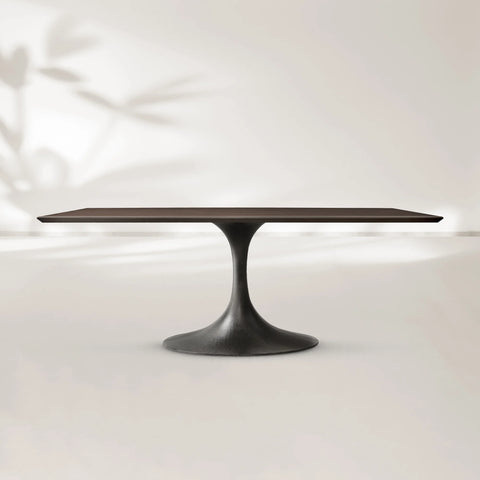 AVRA Rectangular Wood Dining Table with Oval Base