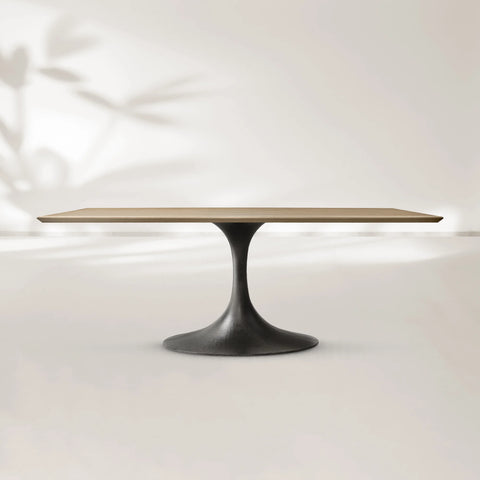 AVRA Rectangular Wood Dining Table with Oval Base