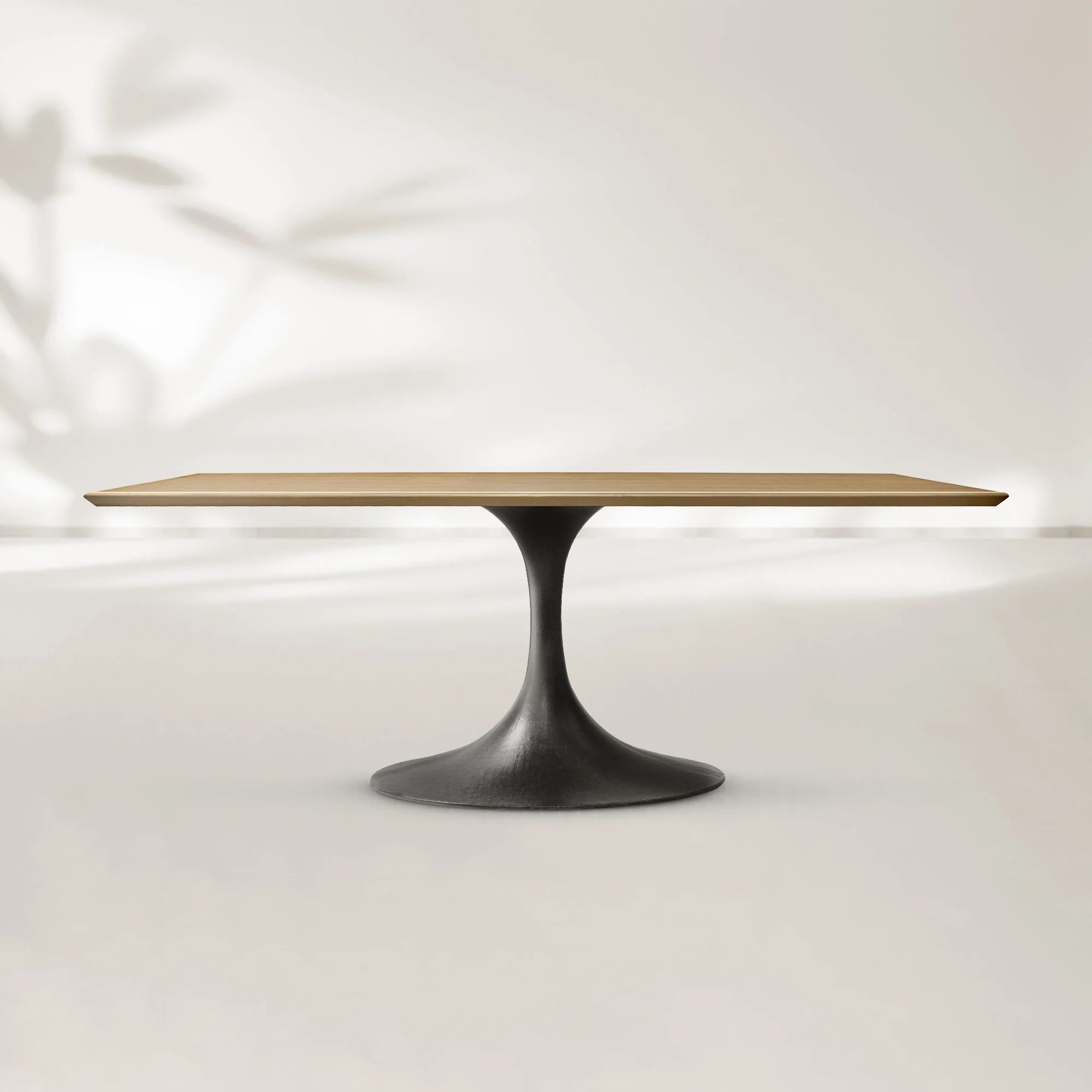 AVRA Rectangular Wood Dining Table with Oval Base