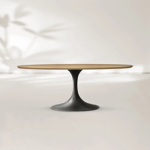 AVRA Oval Wood Dining Table with Oval Base