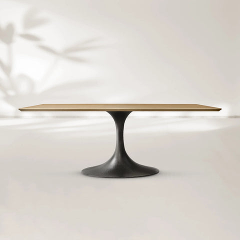 AVRA Rectangular Wood Dining Table with Oval Base