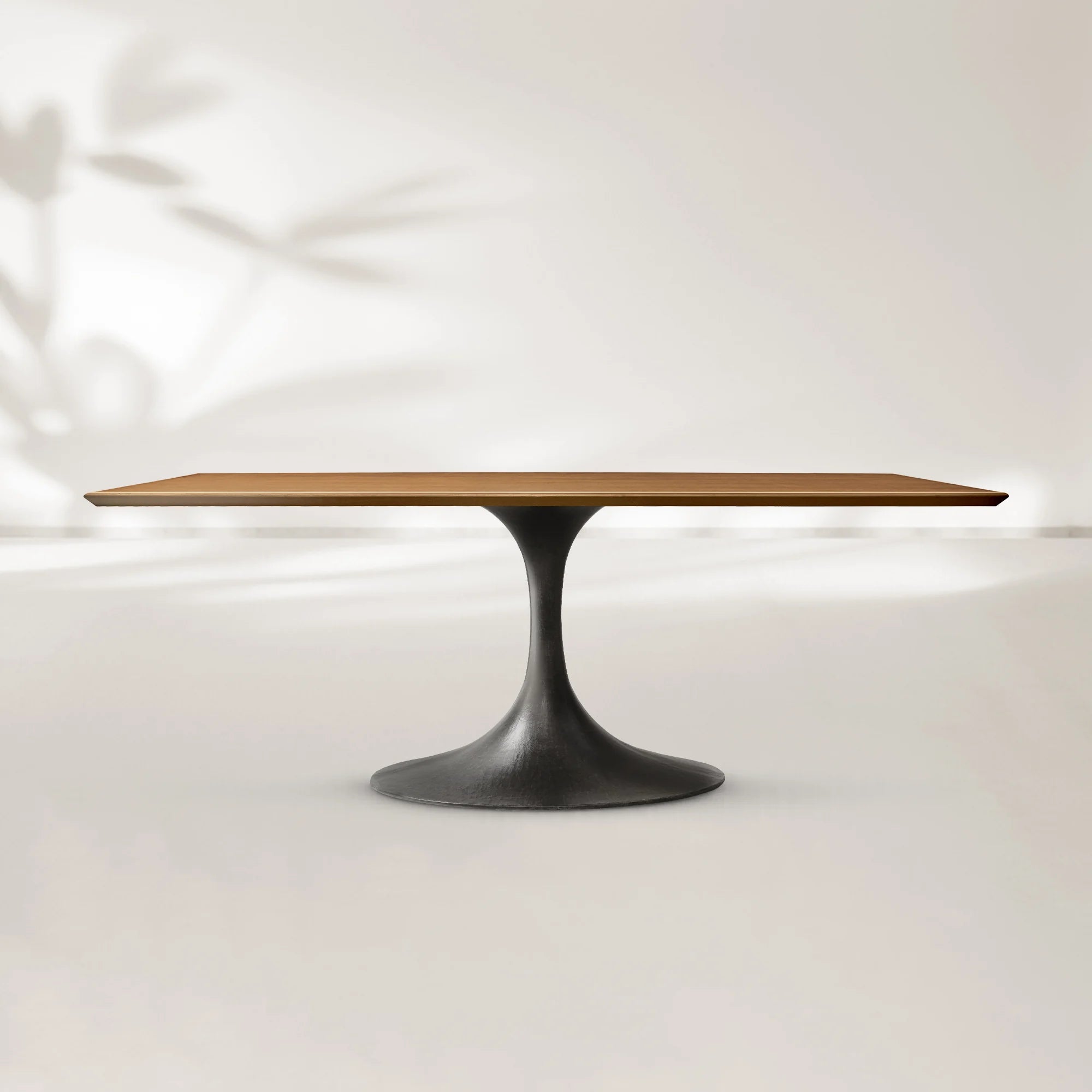 AVRA Rectangular Wood Dining Table with Oval Base