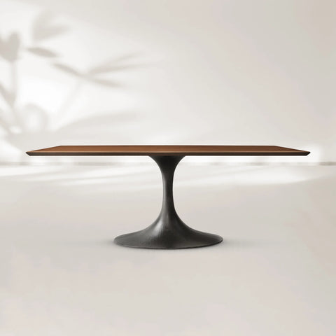 AVRA Rectangular Wood Dining Table with Oval Base