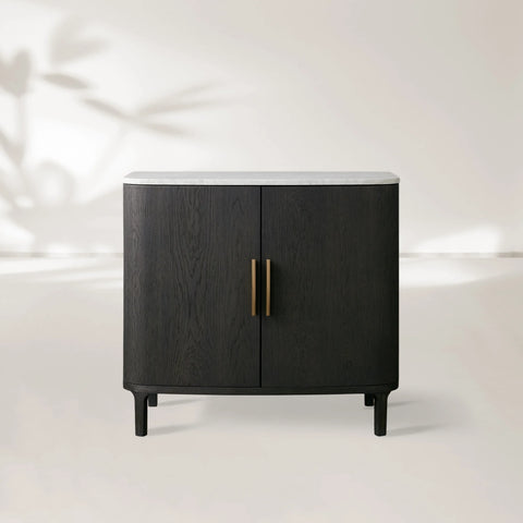 Danny Cabinet with Oak Wood Base and Marble Stone Top