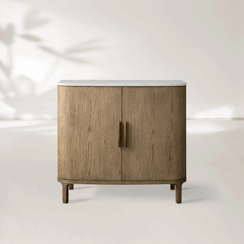 Danny Cabinet with Oak Wood Base and Marble Stone Top